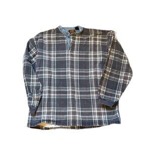 Vintage 90’s Faded Glory Denim Styled Plaid Half Button Up